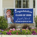 Personalized Congratulations Proud of You Multicolor Photo Banner with Name Class of 2026 Graduation Backdrop Party Decor Gift for Graduates