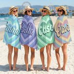 Personalized Layered Heart Ripple Oversized Quick Dry Beach Towel with Name Beach Party Valentine's Day Birthday Gift for Family Couple