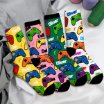 Personalised Multicolour Game Controller Mid-Calf Socks with Name Daily Use Birthday Gift for Game Lover Friend