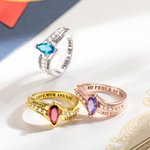 Personlig Birthstone-ring med zirkon Class of 2026 Graverade minnesmärken Smycken Examensgåva för kvinnor