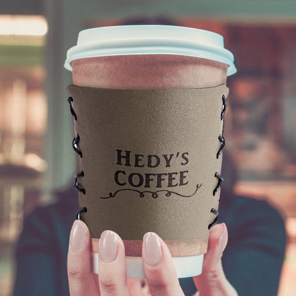 Personalized Rustic Handmade Sewn Rope Leather 10-20oz Coffee Cup Sleeve with Engraved Name Birthday Anniversary Gift for Coffee Lover Office Worker