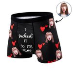 I Sucked It So Its Mine - Personalized Love Hearts Face Photo Boxer Brief