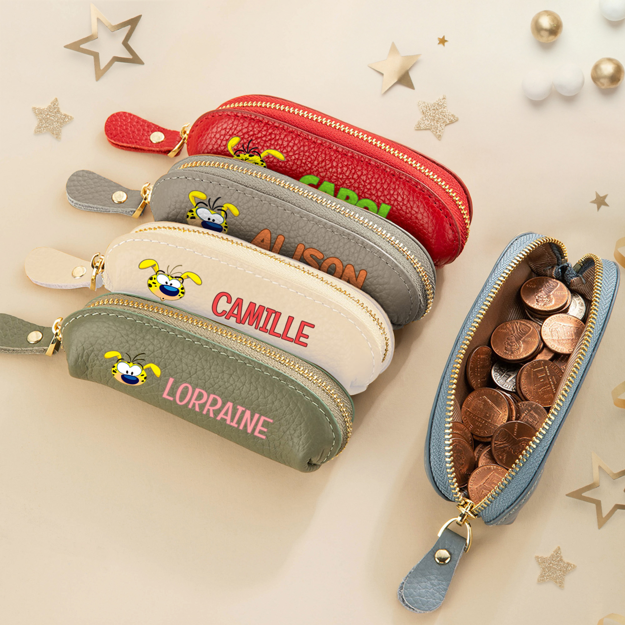 Personnalisé Cartoon Marsupilami PU Leather Coin Purse with Name Daily Use Anniversary Birthday Gift for Women | Callie × Marsupilami®