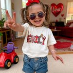 Personalized Cupid Heart Alphabet T-shirt Sweatshirt with Name Valentine's Day Gift for Couple Kids