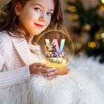 Personalized Bunny Ears Highland Cow Easter Egg LED Night Light with Name and Wooden Base Nursery Decor Easter Gift for Kids