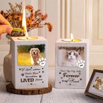 Gepersonaliseerde Pootafdruk Huisdierfoto Houten Kaarshouder met Naam en Tekst Huisdierverlies Herdenkingsgeschenk voor Huisdiereigenaar