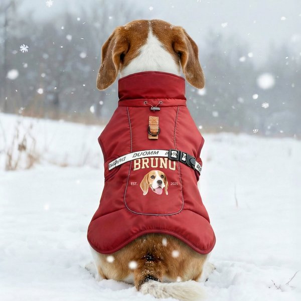 Personalized Funny Face Photo Adjustable Dog Coat Jacket with Name and Year Pet Supplies Winter Daily Use Pet Party Gift for Dog Owners Lovers