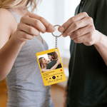 Portachiavi in acrilico con nome e titolo della canzone Regalo di nozze di San Valentino personalizzato per coppia con foto di lettore musicale