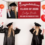 Personalized Congratulations Proud of You Multicolor Photo Banner with Name Class of 2026 Graduation Backdrop Party Decor Gift for Graduates
