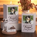 Gepersonaliseerde Pootafdruk Huisdierfoto Houten Kaarshouder met Naam en Tekst Huisdierverlies Herdenkingsgeschenk voor Huisdiereigenaar