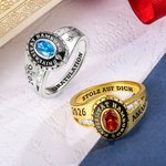 Personalisierter Geburtsstein Graduation Ring mit Eingravierten Namen und Text Graduierung Geschenk für 2026 Absolventen