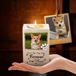 Gepersonaliseerde Pootafdruk Huisdierfoto Houten Kaarshouder met Naam en Tekst Huisdierverlies Herdenkingsgeschenk voor Huisdiereigenaar