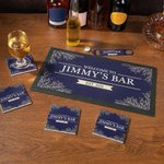 Personalisierte Retro-Blätter Bar Matte Untersetzer Flaschenöffner mit Text und Jahr Home Bar Zubehör Eröffnung Geburtstag Geschenk für Barkeeper Cocktail-Liebhaber