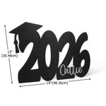 Signo de madera personalizado del libro de visitas del casquillo de la graduación del brillo con el nombre y el regalo de la decoración del partido de la graduación del año para la clase de 2026 gradu