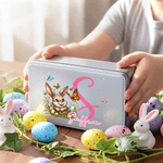 Oeufs de lapin de Pâques personnalisés Boîte à biscuits en métal de qualité alimentaire avec nom et initiales Cadeau de Pâques pour la famille et les enfants
