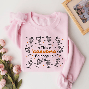 Personalised Cute Line Cartoon Character Soft T-shirt Sweatshirt with Name Birthday Gift for Family Grandma Mom