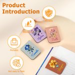 Personalized Multicolour Retro Birthstone Birth Flower Magnetic PU Leather Bookmark Clip with Name Birthday Gift for Book Lovers Bookworms