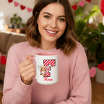 Personalized Angel Cupid Rose Heart Design 11 oz 15 oz Ceramic Mug with Name and Coaster Valentine's Day Gift for Her Him