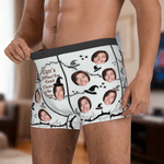Personalized Face Photo Magic Hat Men's Underwear with Name Valentine's Day Anniversary Birthday Gift for Husband Boyfriend