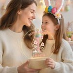 Luce notturna a LED in acrilico con nome e base in legno, decorazione per l'asilo nido, regalo di compleanno di Pasqua per bambini.