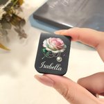 Personalized Multicolour Retro Birthstone Birth Flower Magnetic PU Leather Bookmark Clip with Name Birthday Gift for Book Lovers Bookworms