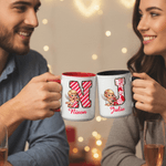 Personalized Angel Cupid Rose Heart Design 11 oz 15 oz Ceramic Mug with Name and Coaster Valentine's Day Gift for Her Him