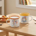 Personlig Stars Cloud Rainbow Alphabet 12 oz farget emaljekopp med navn Tilbake til skolen bursdagsgave til gutter jenter