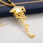 Personalisierte Klasse von 2026 Graduierung Kappe Zirkon Halskette mit Namen Minimalistische Schmuck Graduierung Geschenk für Absolventen