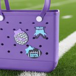 Personalised Baseball Softball Soccer Sports Bow Design Bag Charm with Name Accessories for Bogg Birthday Gift for Sports Lovers