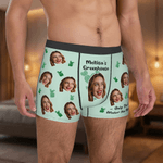 Personalised Fun Flower Face Photo Men's Boxer Brief Underwear with Name Birthday Valentine's Day Anniversary Gift for Husband Boyfriend