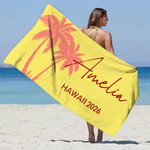 Toalla de playa superabsorbente personalizada con nombre y texto Palmera multicolor Vacaciones de verano Boda Despedida de soltera Regalo para mujer