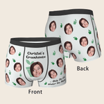 Personalised Fun Flower Face Photo Men's Boxer Brief Underwear with Name Birthday Valentine's Day Anniversary Gift for Husband Boyfriend