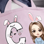 Personalized Cartoon Character Canvas Striped Basket with Name and Initial Party Favor Eggs Hunting Easter Gift for Kids