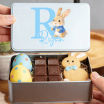 Personalized Cute Cartoon Rabbit Initial Biscuit Tin Storage Box with Name Easter Party Gift for Kids Family