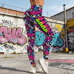Personalized Graffiti Design Stretch Leggings Yoga Pants with Name Daily Sports Accessories Birthday Anniversary Gift for Women Graffiti Lovers
