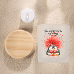 Personalized Cartoon Couple Penguin Heart LED Candle Jar  with Title and Name Home Decor Valentine's Day Anniversary Gift for Couple