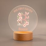 Luce notturna a LED in acrilico con nome e base in legno, decorazione per l'asilo nido, regalo di compleanno di Pasqua per bambini.