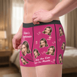 Personalised Fun Flower Face Photo Men's Boxer Brief Underwear with Name Birthday Valentine's Day Anniversary Gift for Husband Boyfriend