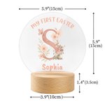 Luce notturna a LED in acrilico con nome e base in legno, decorazione per l'asilo nido, regalo di compleanno di Pasqua per bambini.