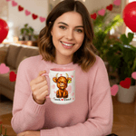 Personalized Love Heart Highland Cow Ceramic Coffee Mug with Name Daily Use Valentine's Day Wedding Gift for Couple