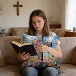 Personalised Cross Flower Soft Cushion Cover with Name Daily Use Birthday Gift for Family Christians