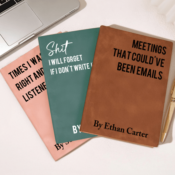 Personalised Humorous Text A5 PU Leather Daily Planner Journal Notebook with Name and 200 Lined Pages Birthday Gift for Colleague Friend