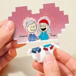 Personalisierte Comic-Charakter Paar Herz ABS Building Block Puzzle mit Namen Überraschung Jahrestag Valentinstag Geschenk für Paar