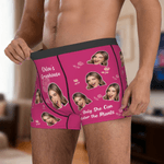 Personalised Fun Flower Face Photo Men's Boxer Brief Underwear with Name Birthday Valentine's Day Anniversary Gift for Husband Boyfriend