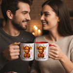 Personalized Love Heart Highland Cow Ceramic Coffee Mug with Name Daily Use Valentine's Day Wedding Gift for Couple