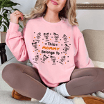 Personalized Cute Line Cartoon Character Soft T-shirt Sweatshirt with Name Birthday Gift for Family Grandma Mom