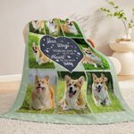 Personalized Bone Paw Print 8 Photos Soft Throw Blanket with Name Home Decor Daily Use Birthday Gift for Pet Owners
