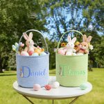 Personalized Cute Peter Rabbit Plaid Easter Basket with Name Easter Egg Hunt Easter Gift for Boys Girls
