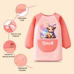 Personalized Bunny Ears Highland Cow Kid Painting Baking Apron with Name and Front Pocket Outdoor Activities Easter Gift for Kids