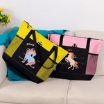 Personlig flerfarget blomstret hesteveske med stor kapasitet i Oxford med navn og nettinglommer Hestetrening Daglig bruk Gave til hesteeiere Ryttere